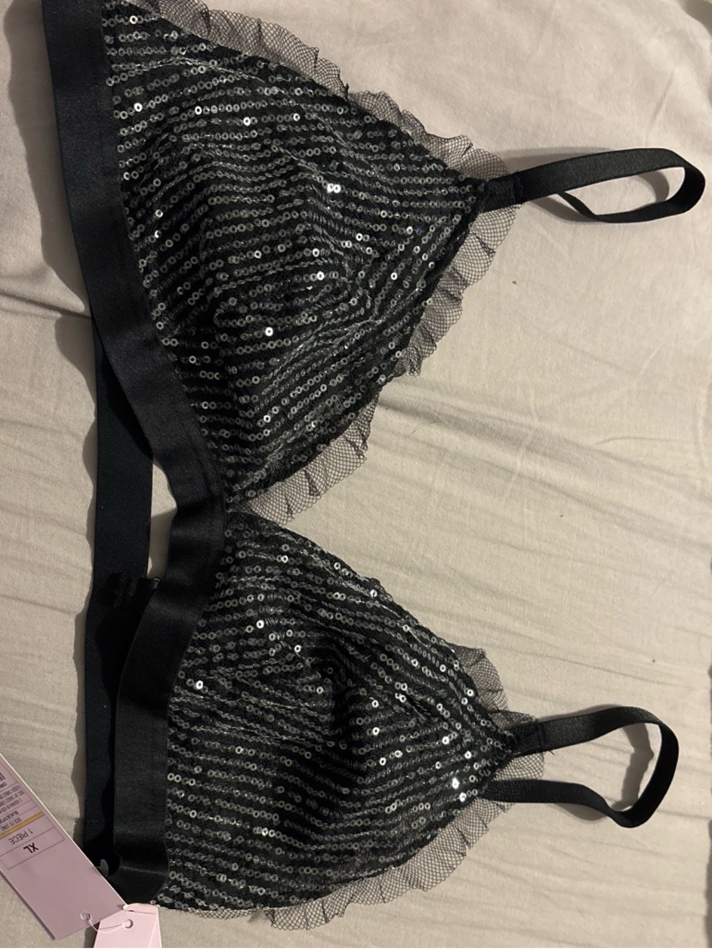 wild fable Black Sequin Triangle Bralette